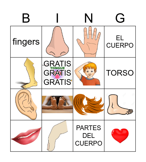 Body Bingo Card