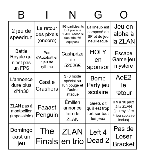 ZLAN 2026 annonce Bingo Card