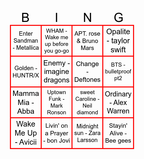 Disco Bingo Card