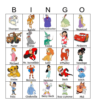 Disney Bingo Card