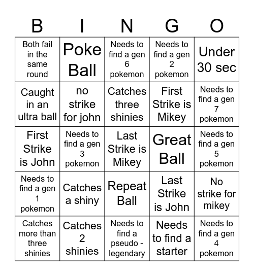Bingo Card Bingo Card