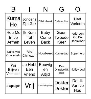 OG K3 Bingo Card