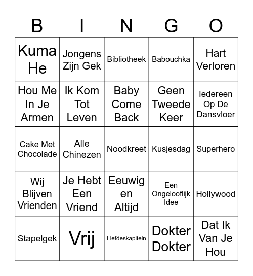 OG K3 Bingo Card