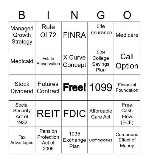 FINANCIAL Bingo Card