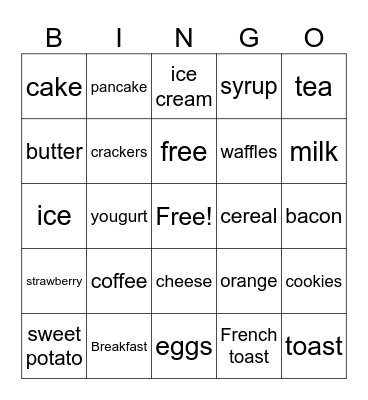 Breakfast Foods Bingo Card