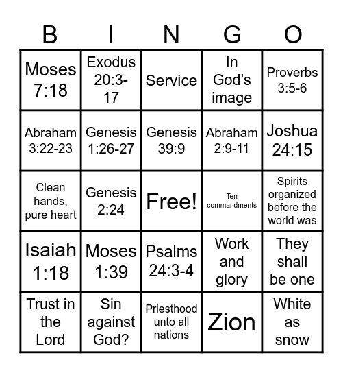 Doctrinal Mastery Bingo Card