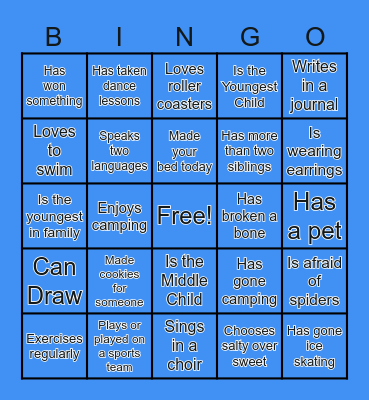 Get to Know You Bingo Card