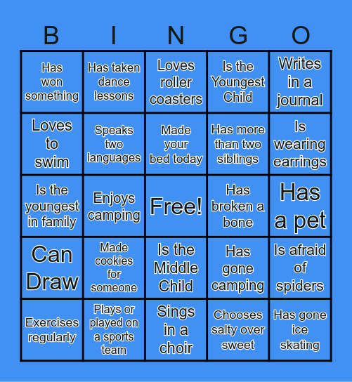 Get to Know You Bingo Card