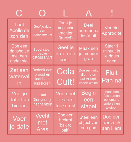 Cola Cult Datediner Bingo Card