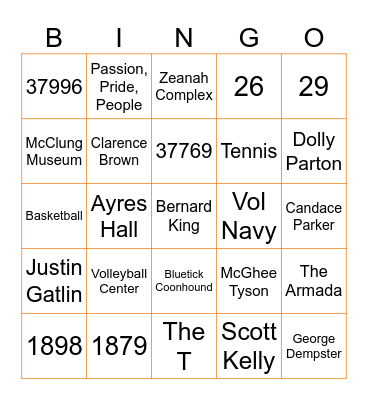 All Things UT #2 Bingo Card