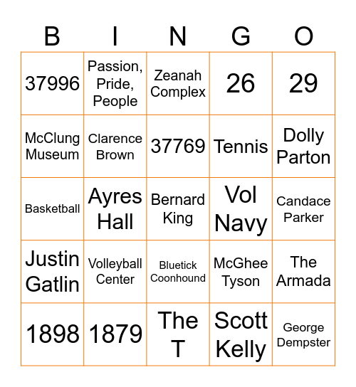 All Things UT #2 Bingo Card