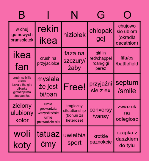 lesbijskie Bingo Card