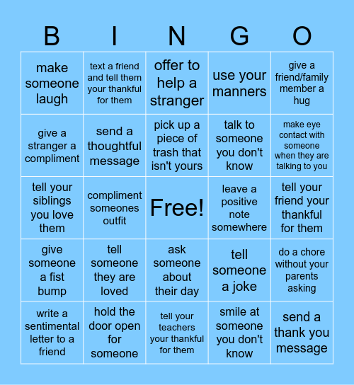 KINDNESS BINGO Card