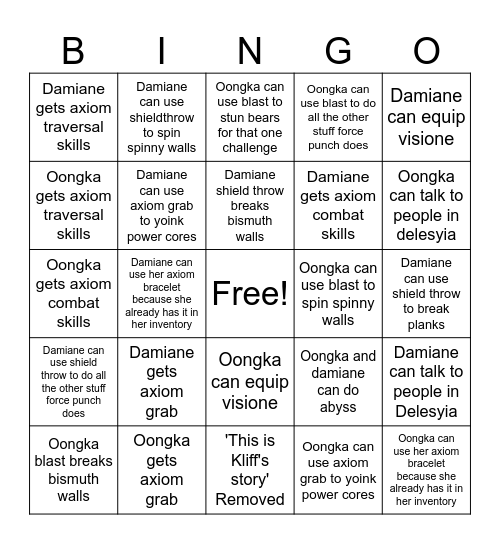 Next patch bingo card Bingo Card