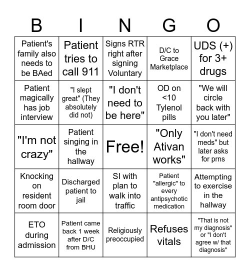 BHU BINGO Card