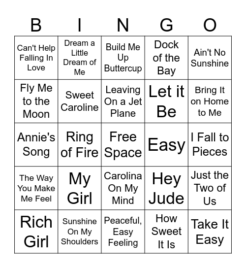Music Bingo Card