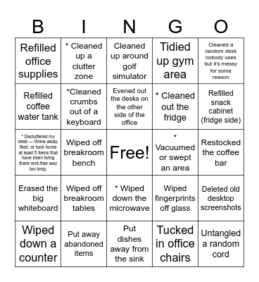 Spring Cleaning Premier Claims Bingo Card