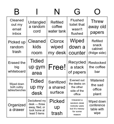 Spring Cleaning Premier Claims Bingo Card