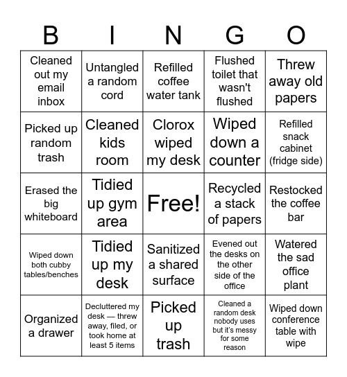 Spring Cleaning Premier Claims Bingo Card