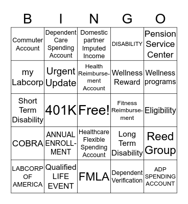 Benefit Bingo Card