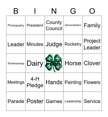 4-H BINGO Card