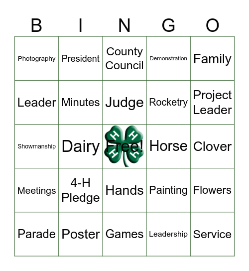 4-H BINGO Card