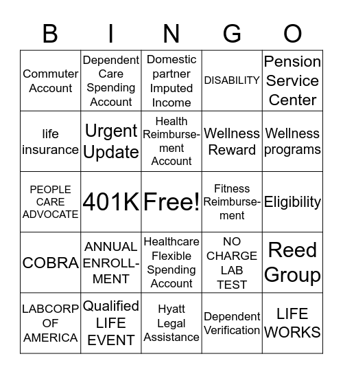 Benefit Bingo Card