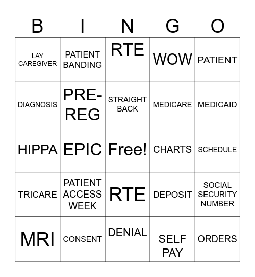 PATIENT ACCESS WEEK Bingo Card