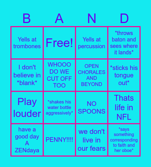 Band Bingo Card