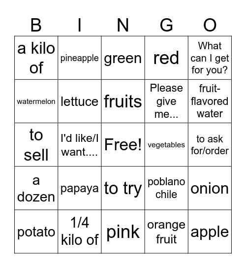 Entre Culturas 4A Bingo Card