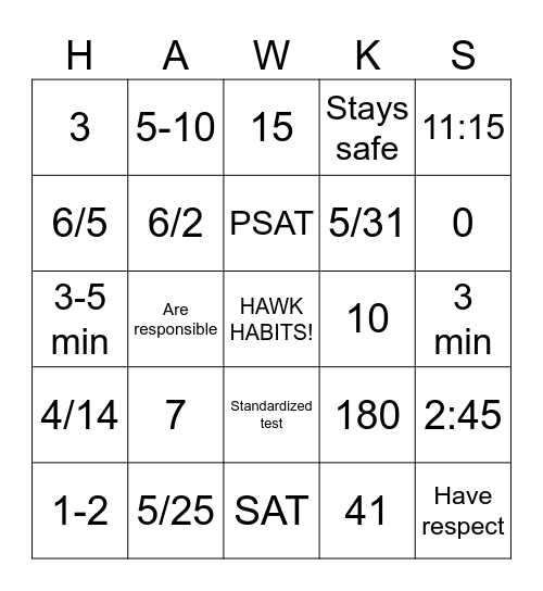 PBIS WORKS! Bingo Card