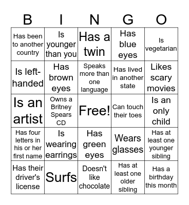 ICE BREAKER BINGO Card