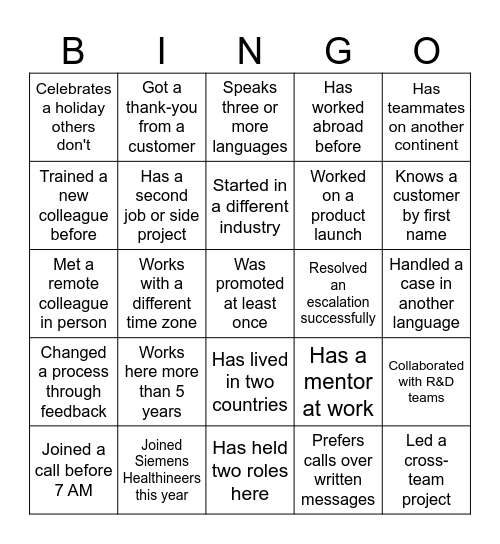 Team Event Bamberg Bingo Card