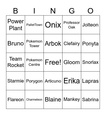 Pokemon Bingo Card