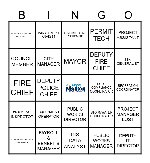 Team Marion BINGO Card
