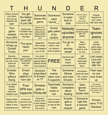 Marvel Rivals Bingo Card