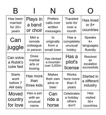 Team Event Bamberg Bingo Card
