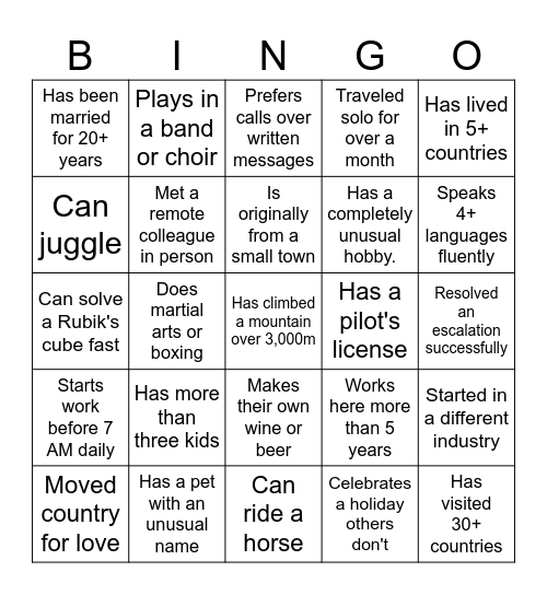 Team Event Bamberg Bingo Card
