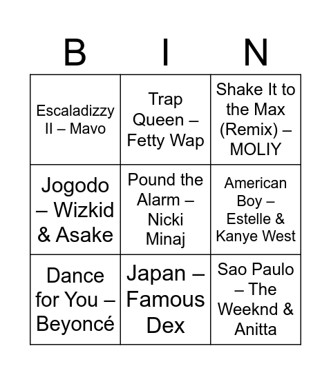 BINGO & BANGERS Bingo Card