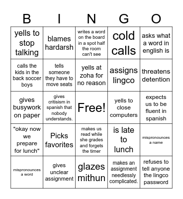 Pedroza bingo Card