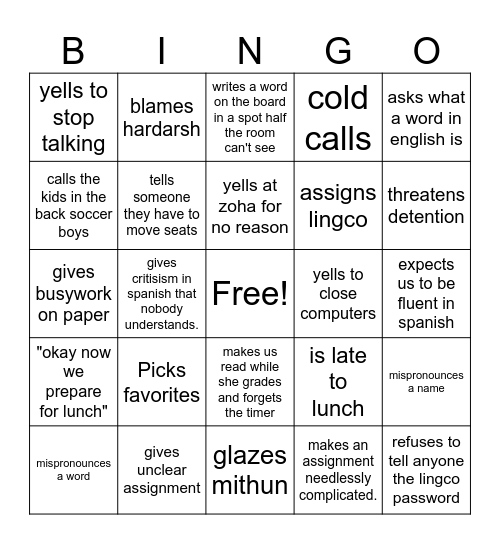 Pedroza bingo Card