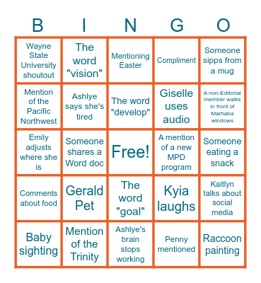 Spring 2026 All Staff Gathering (TEST) Bingo Card
