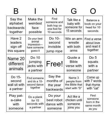 Foundry Students Bingo! Bingo Card