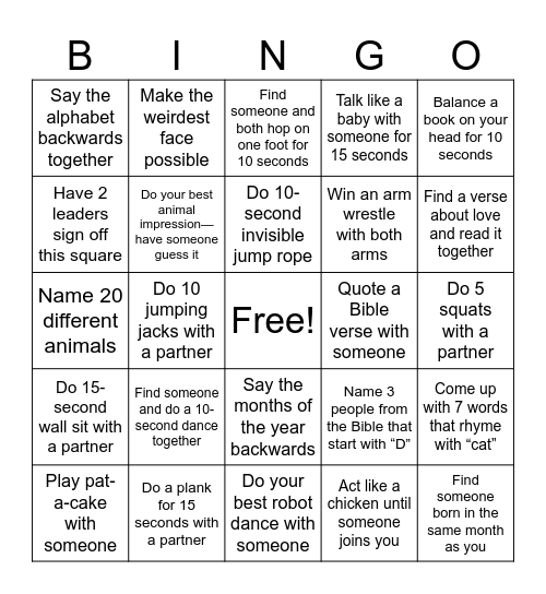 Foundry Students Bingo! Bingo Card