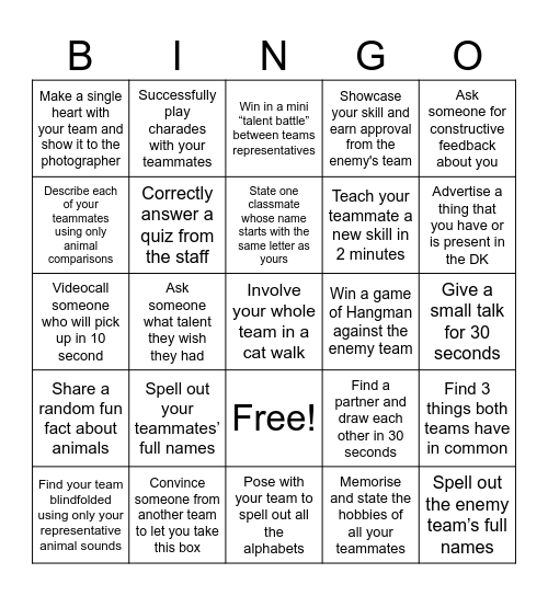 TIC TAC TOE Bingo Card