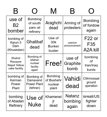 Iran bombo 8pm Bingo Card