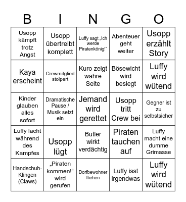 Syrup Village Bingo Card