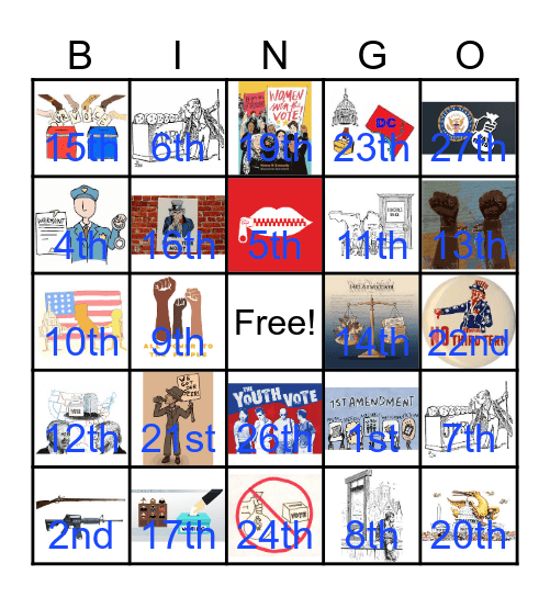Constitutional Amendments Bingo Card