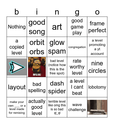 Recent Tab Bingo (Geometry Dash) Bingo Card