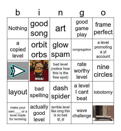 Recent Tab Bingo (Geometry Dash) Bingo Card